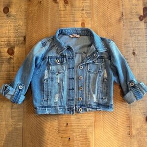 Cropped Distressed Denim Jacket Light Wash Jean Coat Vintage Y2K Streetwear